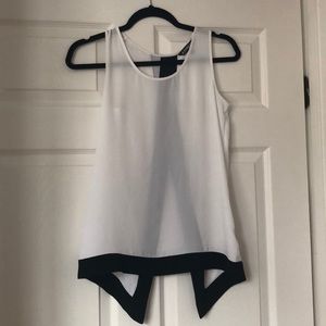 Open back black and white tank top